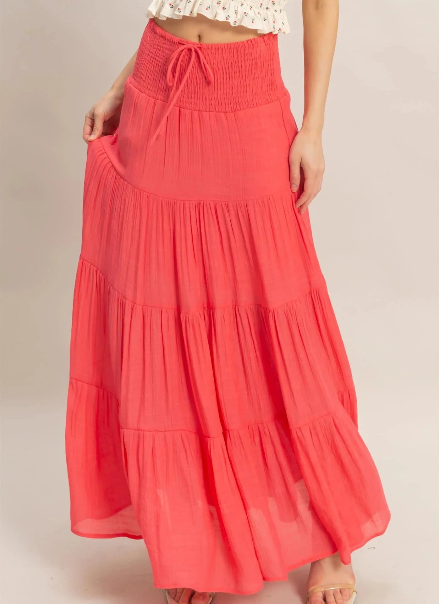 Coral Me Pretty Maxi Skirt